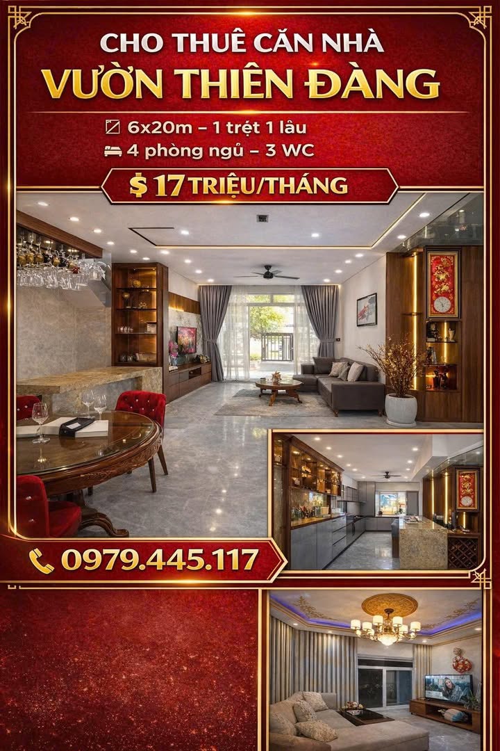 Nhà Vườn Dĩ An 120m² giá 17 triệu - Full nội thất đẹp!