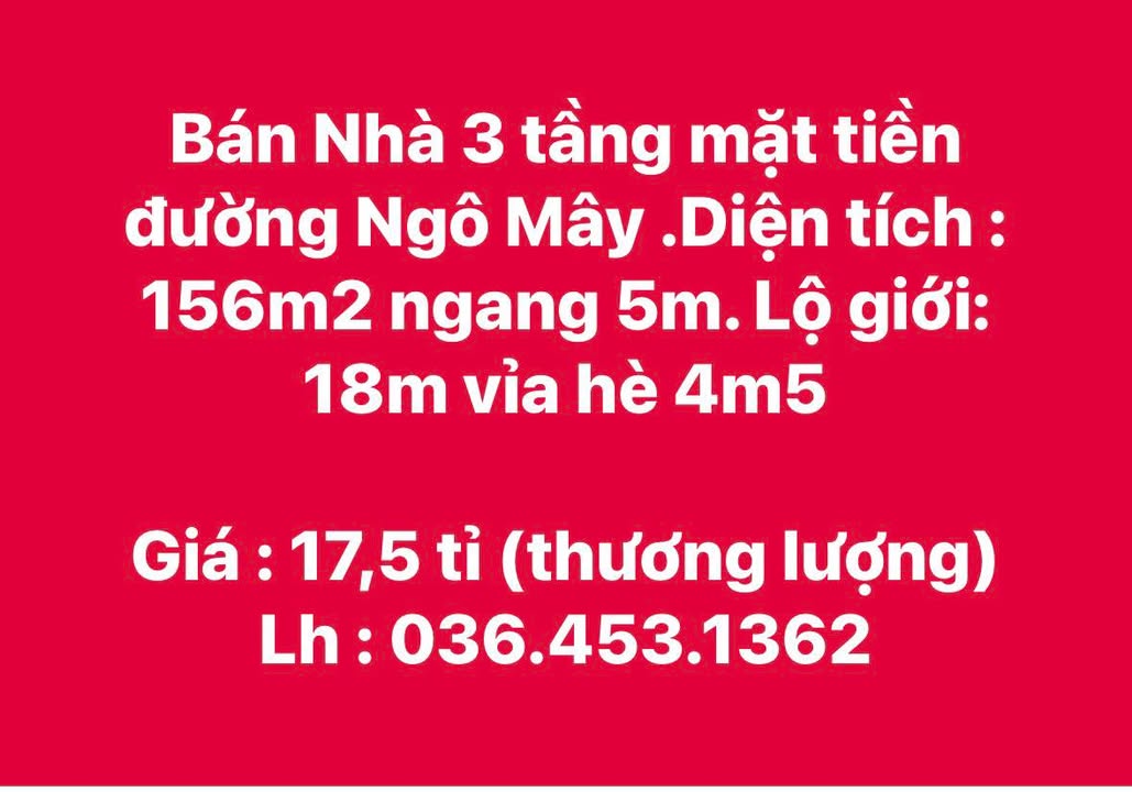 Nhà phố Ngô Mây Quy Nhơn 156m² - Mặt tiền kinh doanh đắc địa!