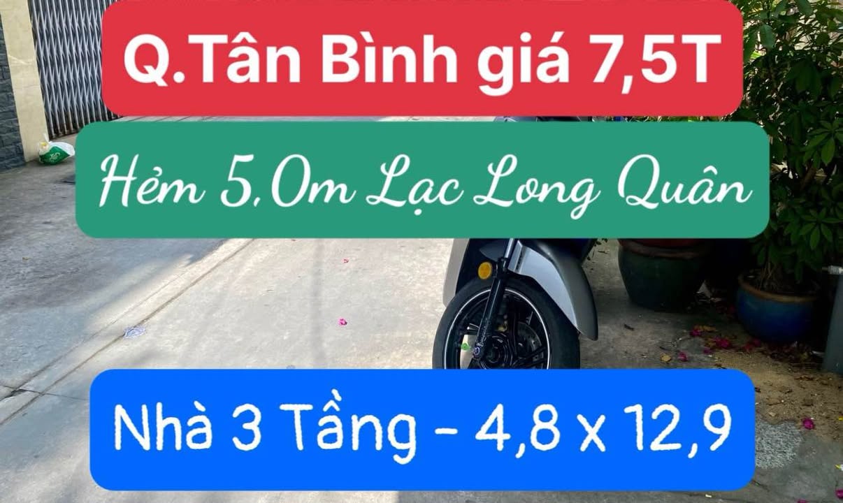 Nhà 3 Lầu Hẻm Xe Hơi Lạc Long Quân Tân Bình - 60m² Giá 7.5 Tỷ