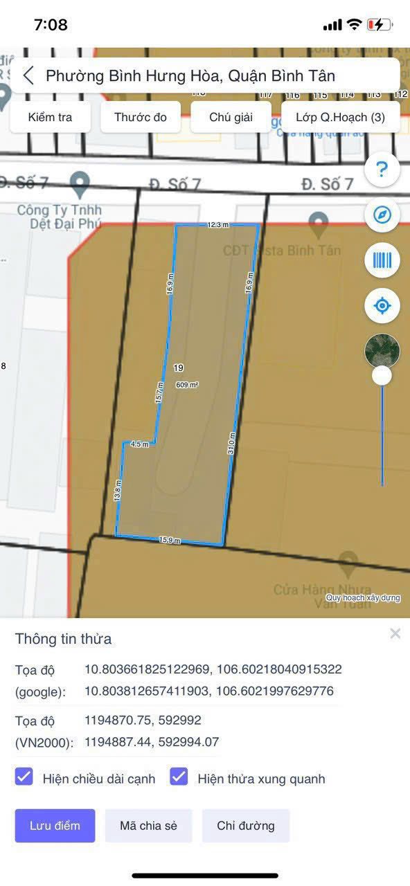 Đất Mặt Tiền Đường Số 7, Bình Tân - 605m² - 35 Tỷ
