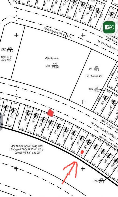 Đất nền Yên Bái 118m² - Lô 356 TDC GO, gần công viên