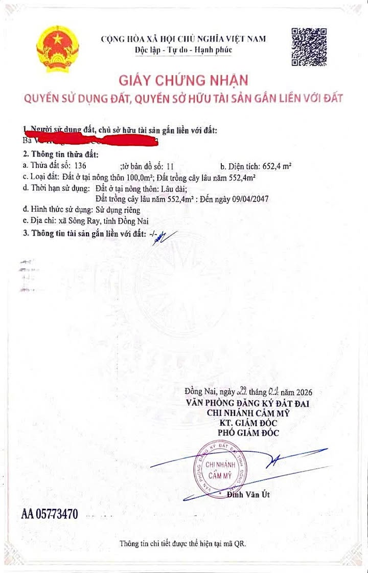 Đất Sông Ray Cẩm Mỹ Đồng Nai 630m² Sổ Sẵn - Vừa Ở Vừa Kinh Doanh