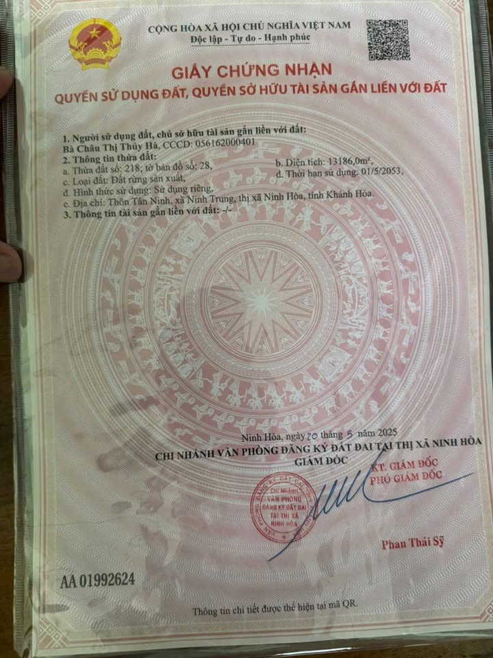Bán Đất Vườn 13.186m² Ninh Hòa, Khánh Hòa - Giá 750 Triệu