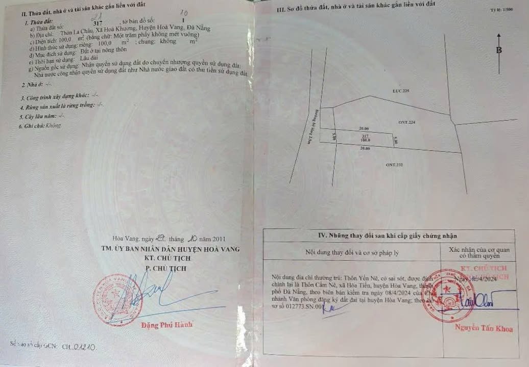 Đất nền Hòa Tiến Đà Nẵng 100m² giá 1.8 tỷ - Sổ đỏ chính chủ