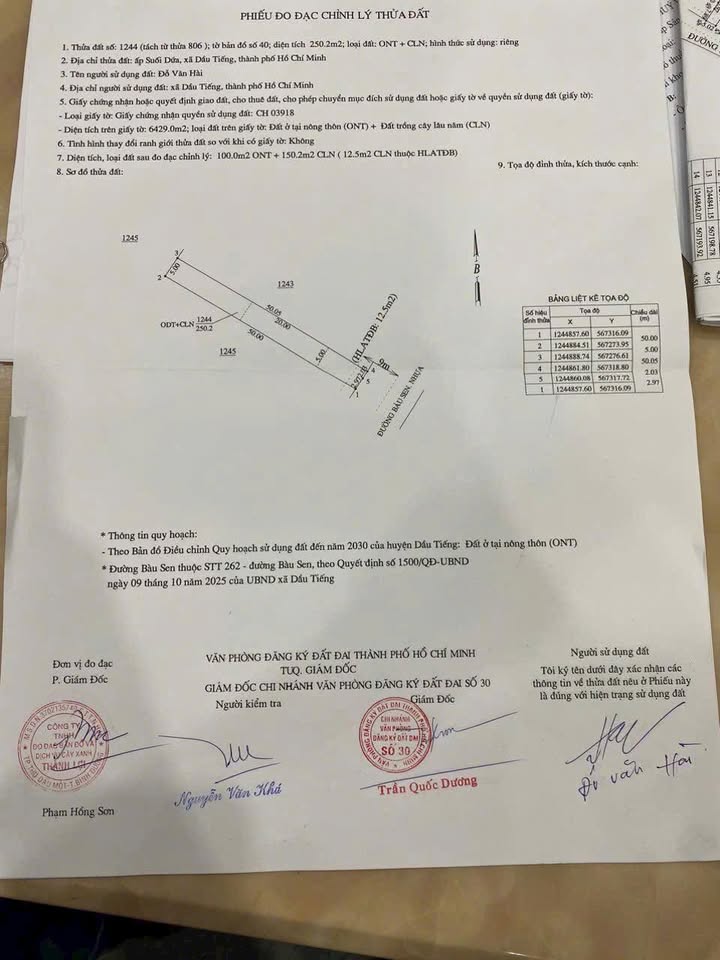 Đất thổ cư 100m² Dầu Tiếng, Bình Dương - Sổ đỏ sẵn sàng giao dịch