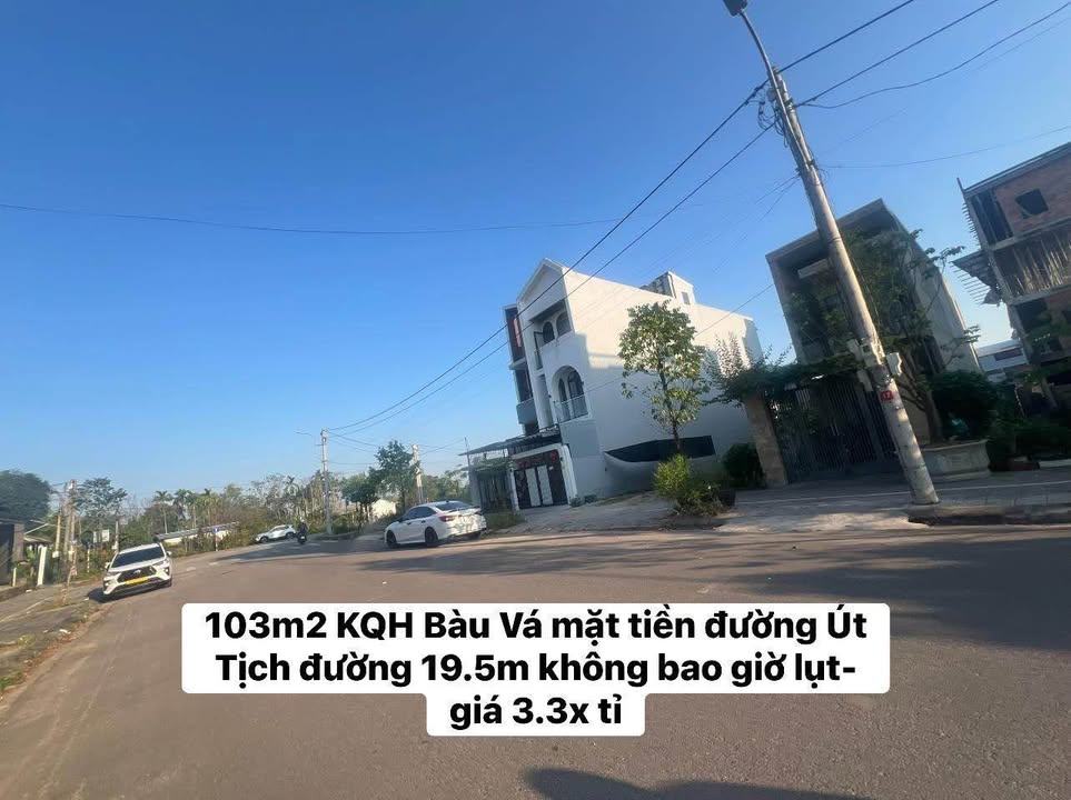 Đất nền KQH Bàu Vá - Út Tịch, Huế 103m² - Giá 3.3 tỷ, Sẵn Sổ Hồng