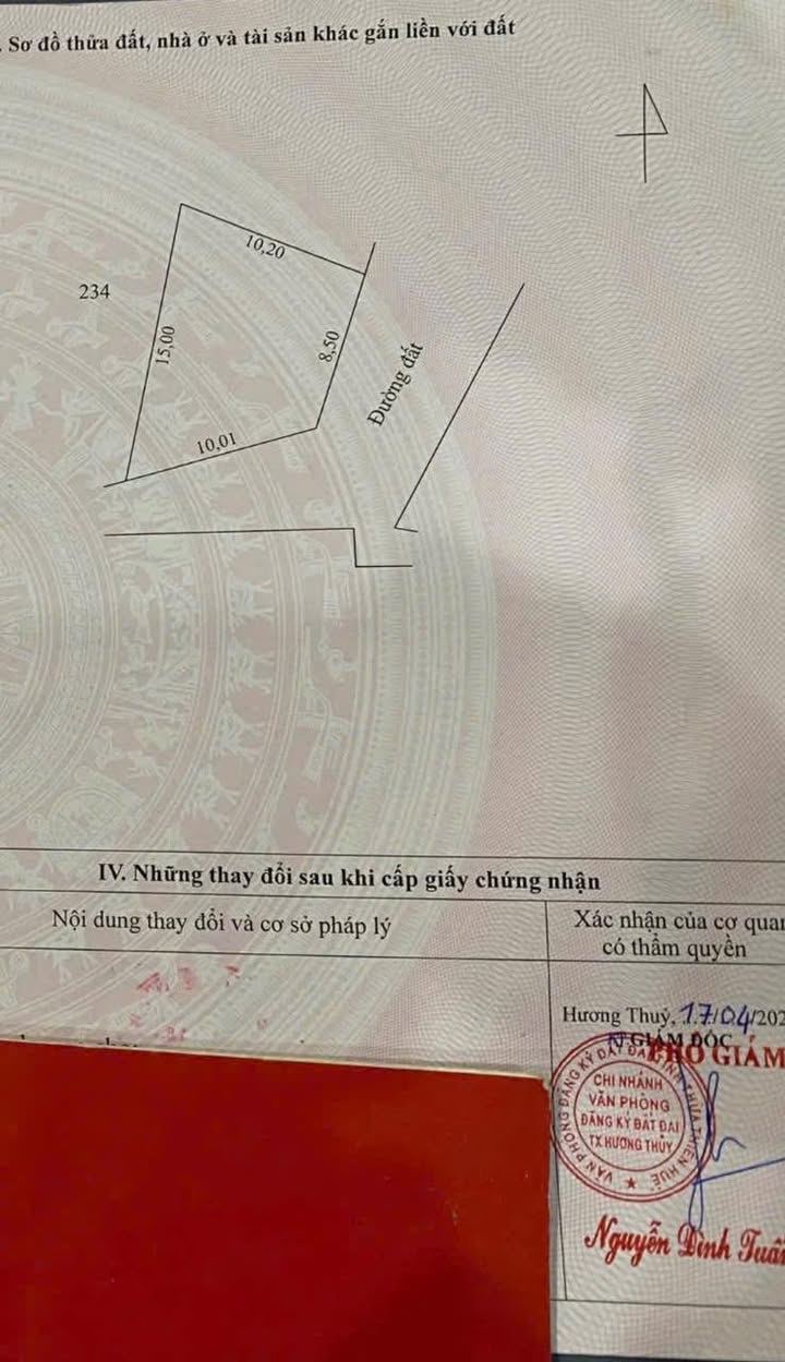 Đất nền Thị xã Hương Thủy 110m² chỉ 900 triệu - Sổ đỏ chính chủ!