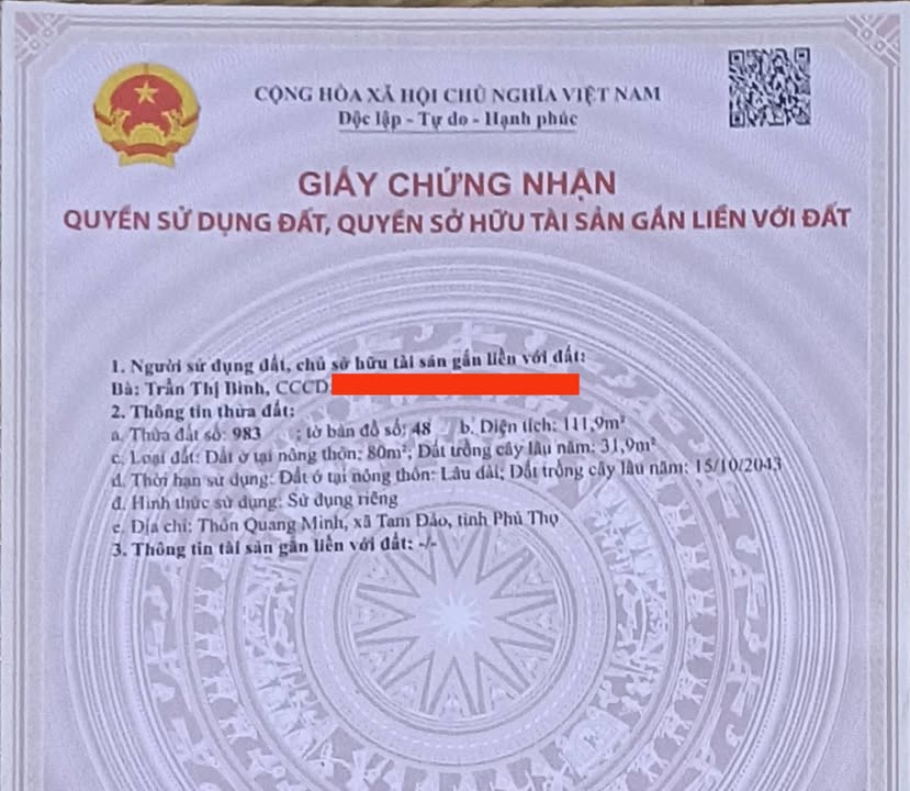 Đất nền Minh Quang Tam Đảo 111m² giá 1.3 tỷ - Sổ đỏ chính chủ