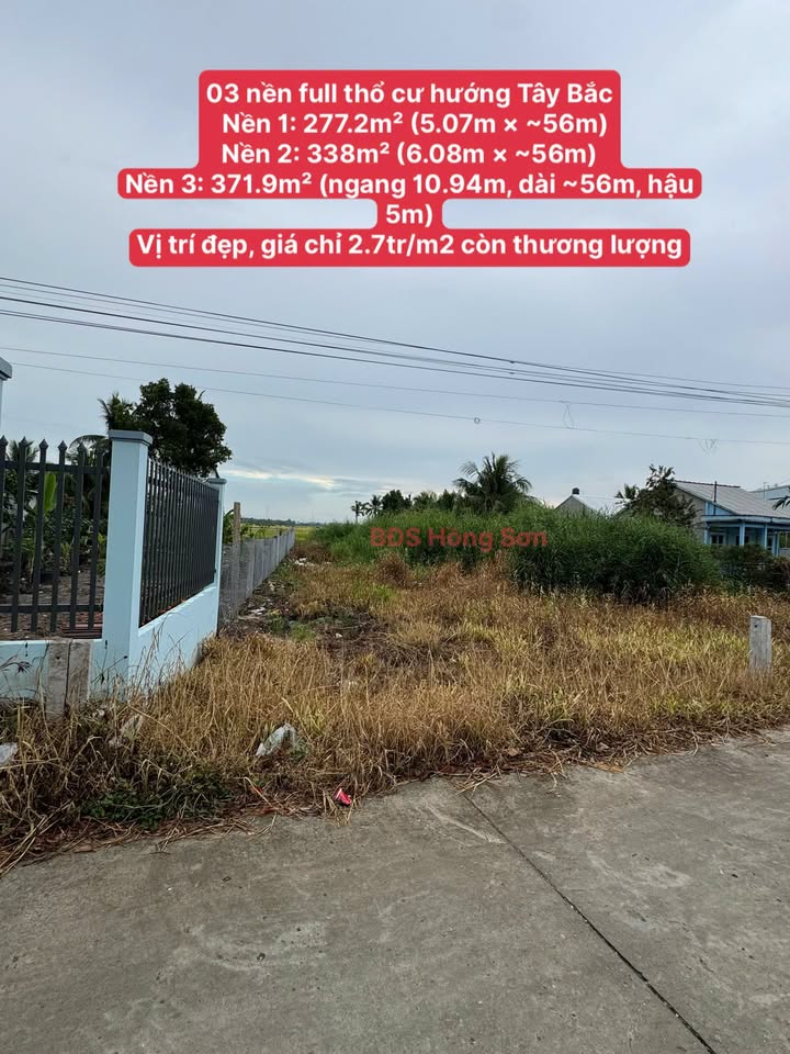 Đất nền Xã Thạnh Lộc, An Giang 277m² - 371m² - Full thổ cư, xây dựng tự do!