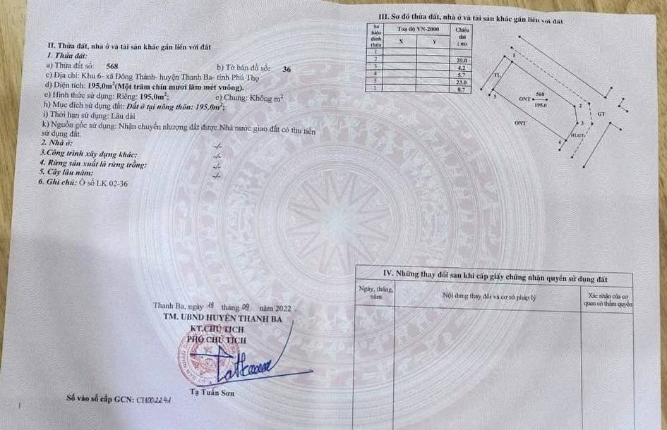 Đất Nền Lô Góc 195m² Mặt Tiền Trục Chính Cụm CN Bãi Ba - Thanh Ba