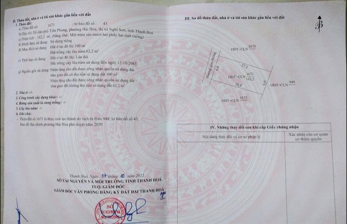 Đất thổ cư 162m² Tiền Phong, Nghi Sơn - Hơn 1 tỷ, ô tô vào tận nơi