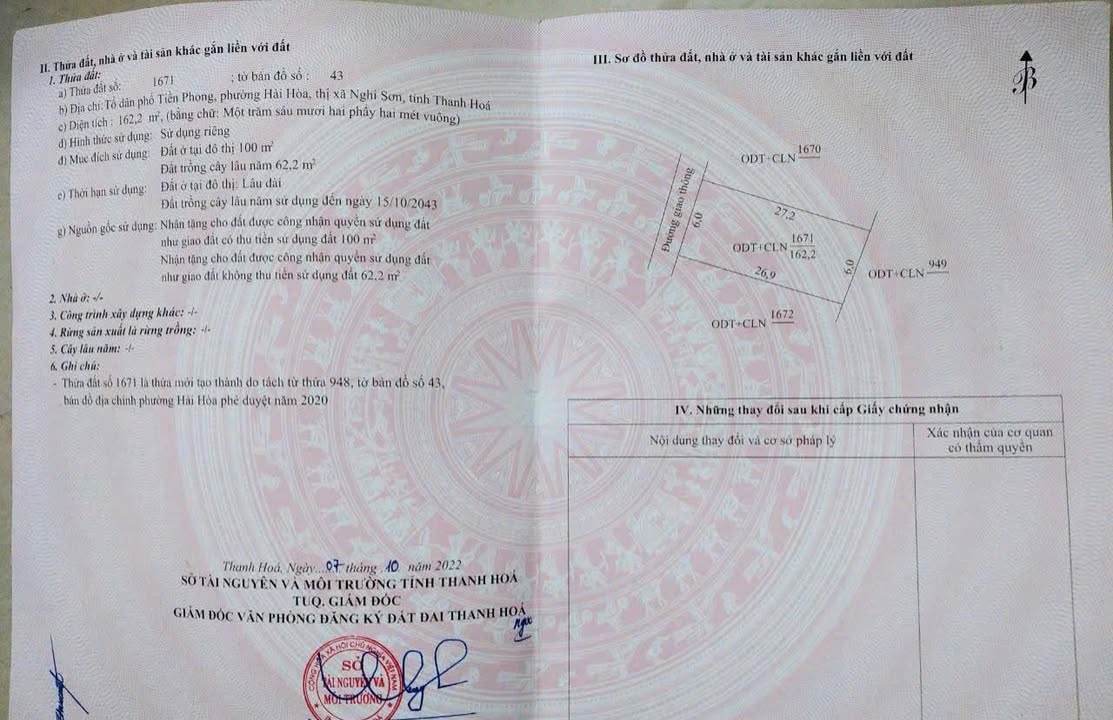 Đất nền Tiền Phong, Nghi Sơn 162m² - Đất thổ cư 100%, ô tô vào tận nơi!