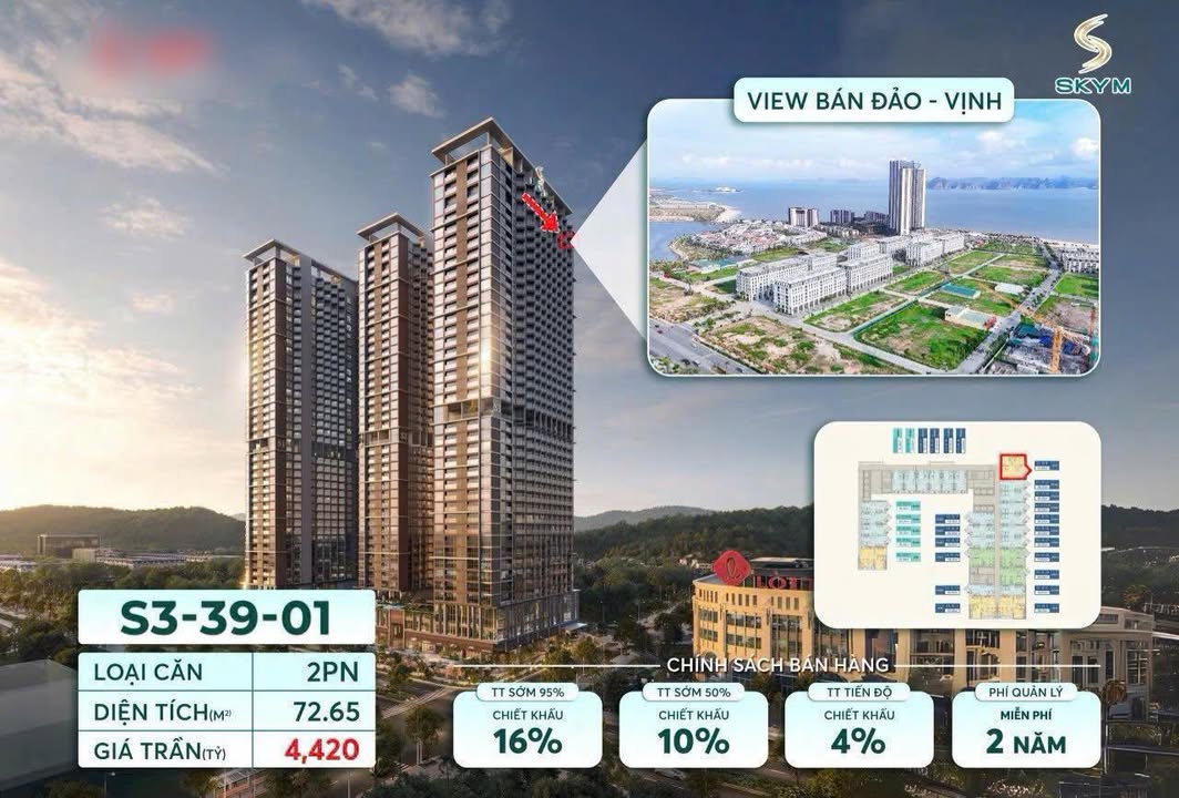 Căn hộ SkyM Hạ Long 72m² - Căn góc view vịnh hiếm có!