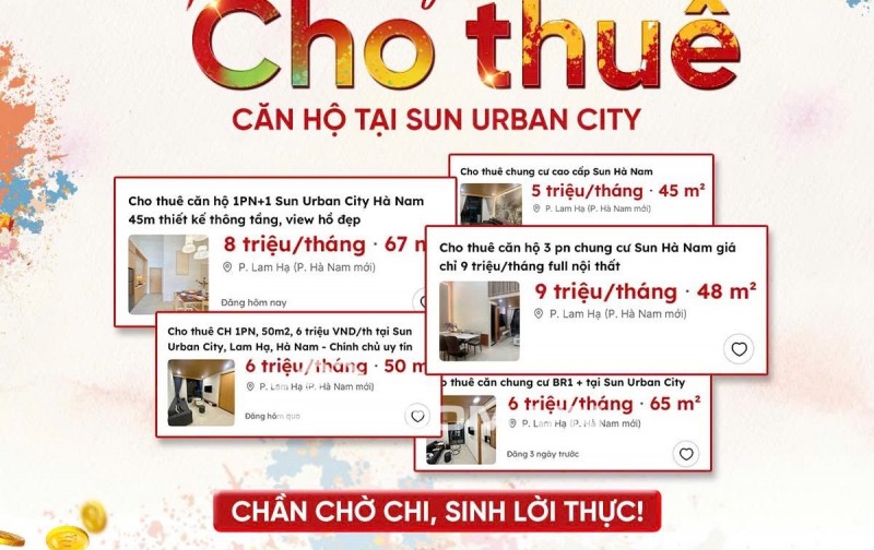 Căn hộ chung cư Sun Urban City Phủ Lý 45m² - Full nội thất cao cấp!