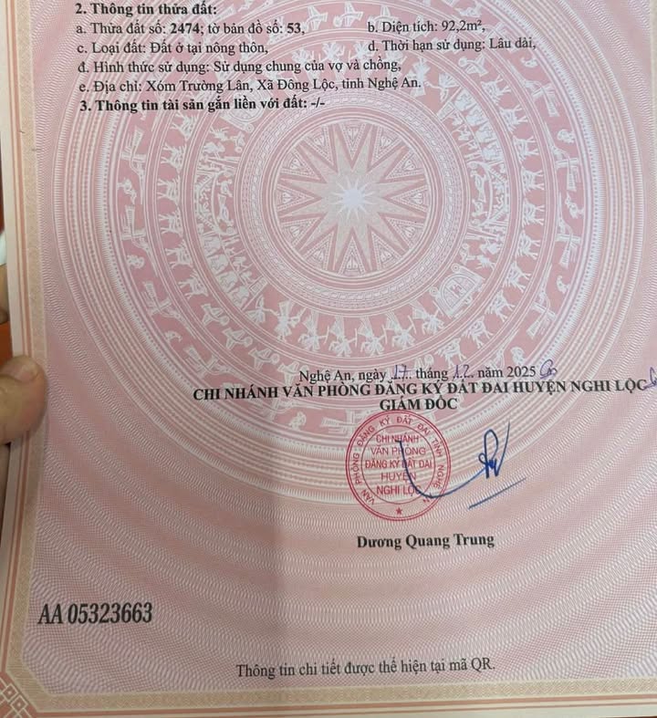 Bán Đất Chính Chủ TP Vinh 92.2m² - Sổ Hồng Sẵn Sàng