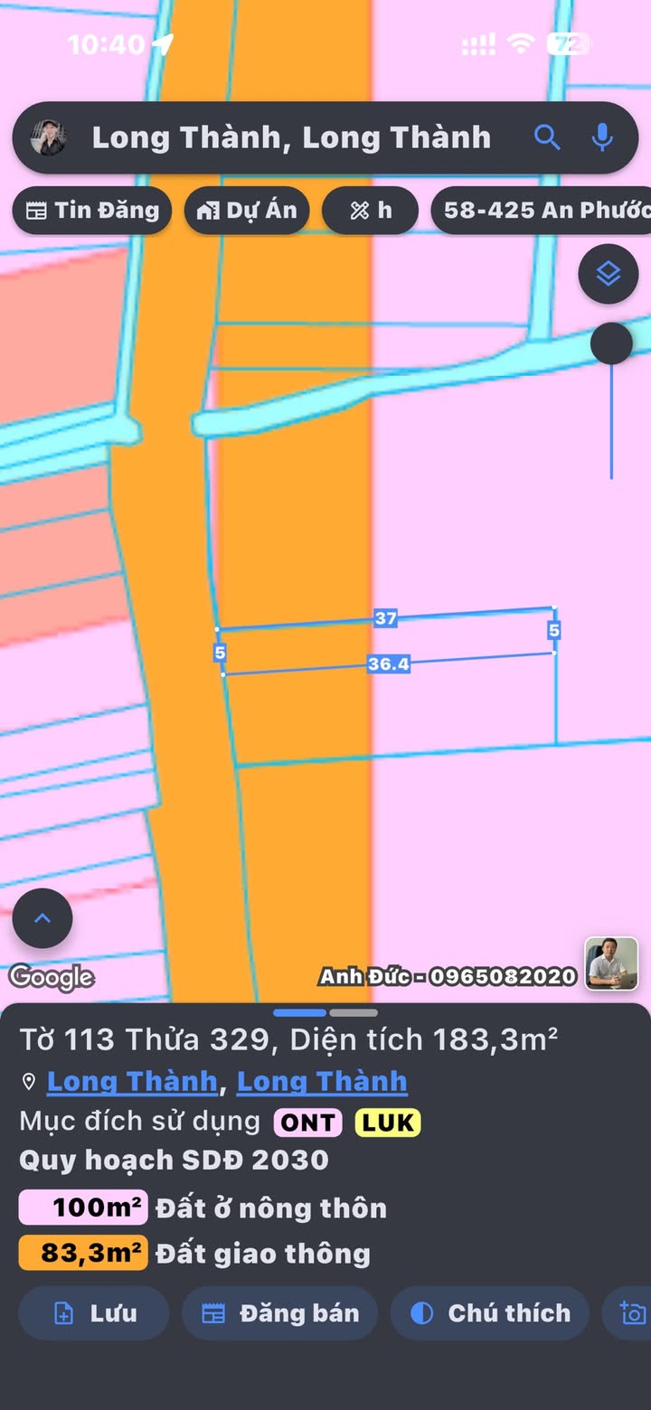 Đất Nền Mặt Tiền Long Thành 185m² Sổ Sẵn - Giá 3 Tỷ