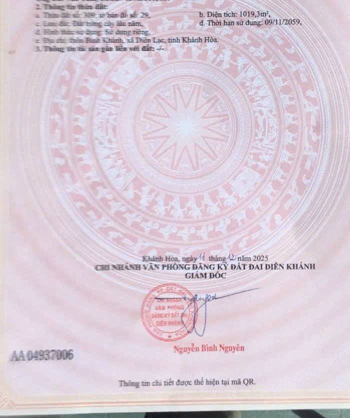 Đất Vườn Diên Lạc 1000m² - Giá đầu tư tốt!