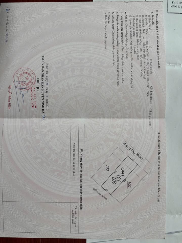 Bán đất Ninh Hải 200m² giá 1.2 tỷ - Sổ đỏ chính chủ, thổ cư 100%