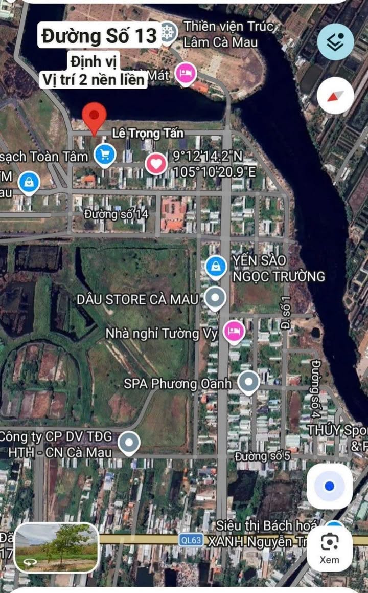 Bán 2 Nền Liền Kề 306m² Mặt Tiền Đường Số 13 Cà Mau - View Công Viên