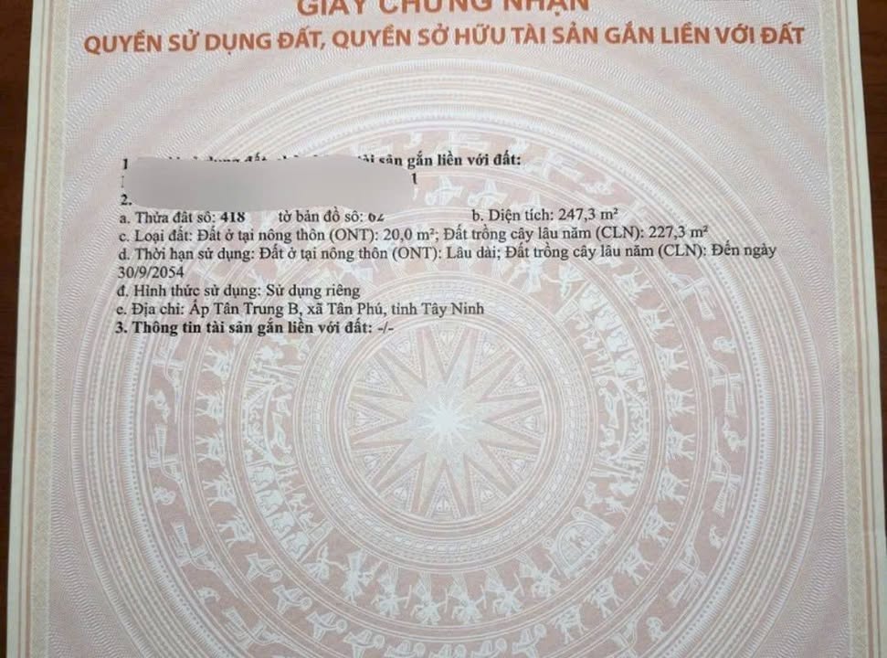 Đất nền Tân Châu 250m² giá 1.75 tỷ - Sổ đỏ chính chủ