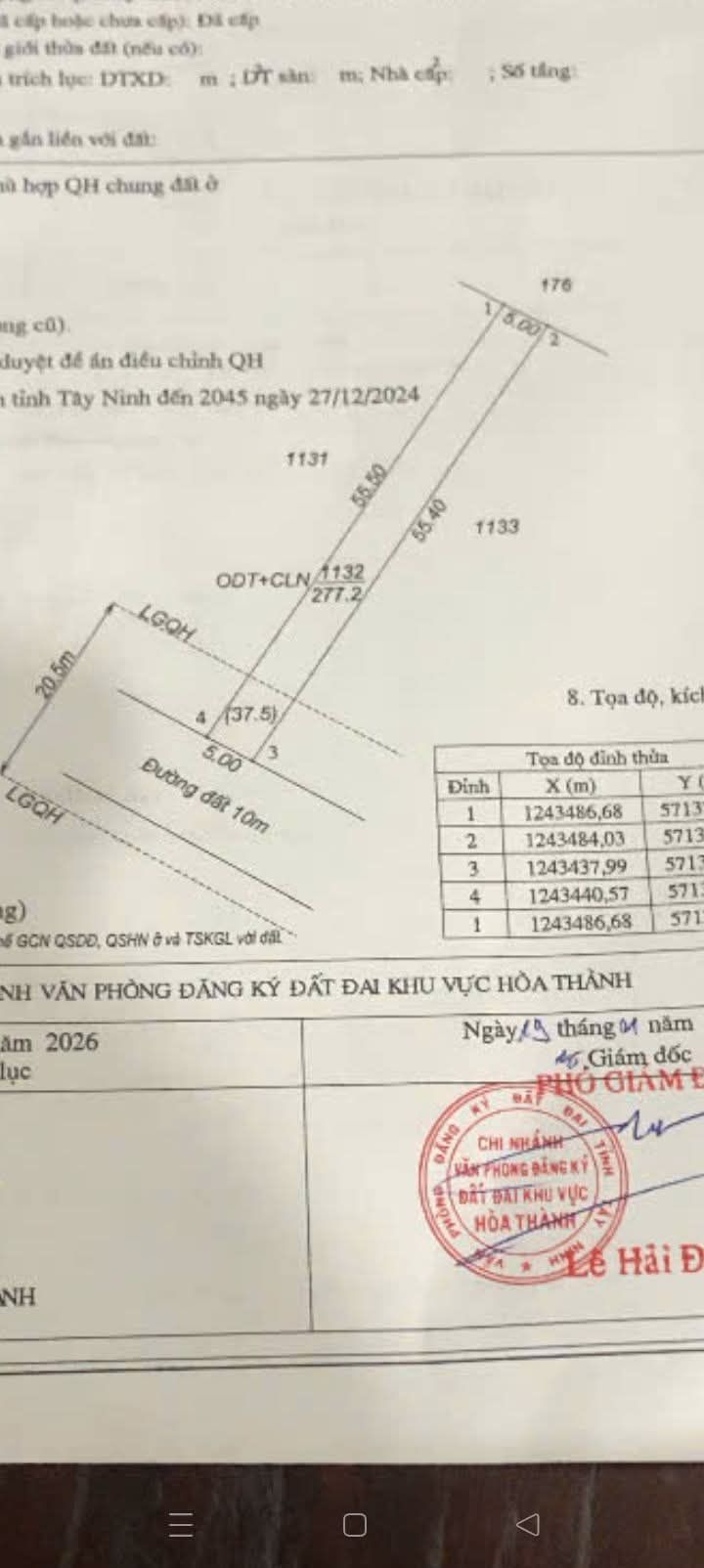 Đất Nền 275m² Sổ Đỏ Chính Chủ - Xã Trường Đông, Hòa Thành, Tây Ninh