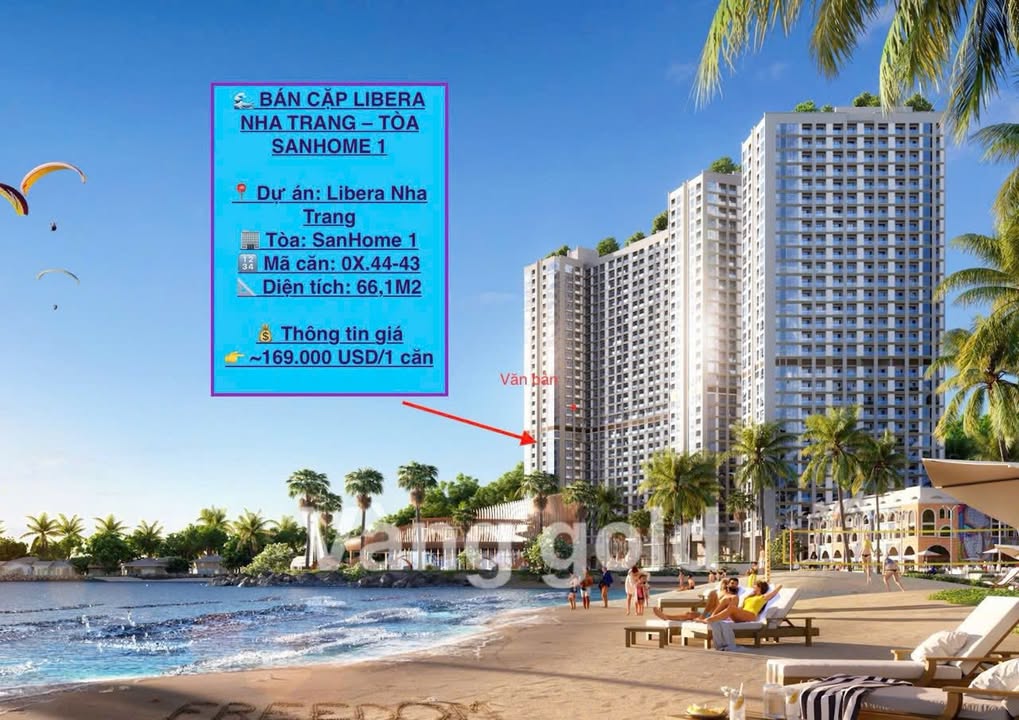 Bán Căn hộ Libera Nha Trang 66m² - Tòa SanHome 1 Giá 169 Tỷ