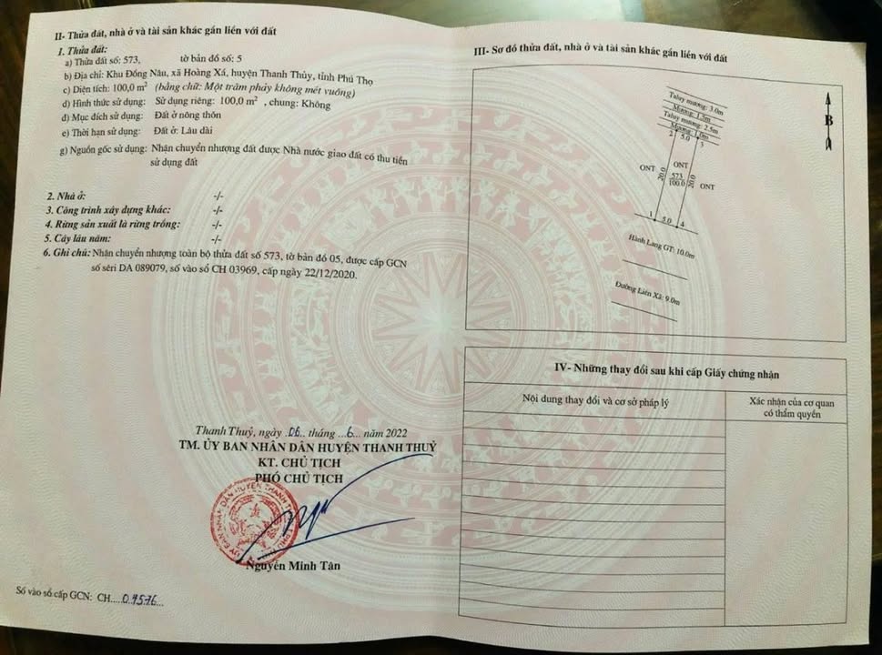 Đất nền Xã Hồng Phong Chương Mỹ 100m² - Sổ đỏ chính chủ, ô tô vào tận đất