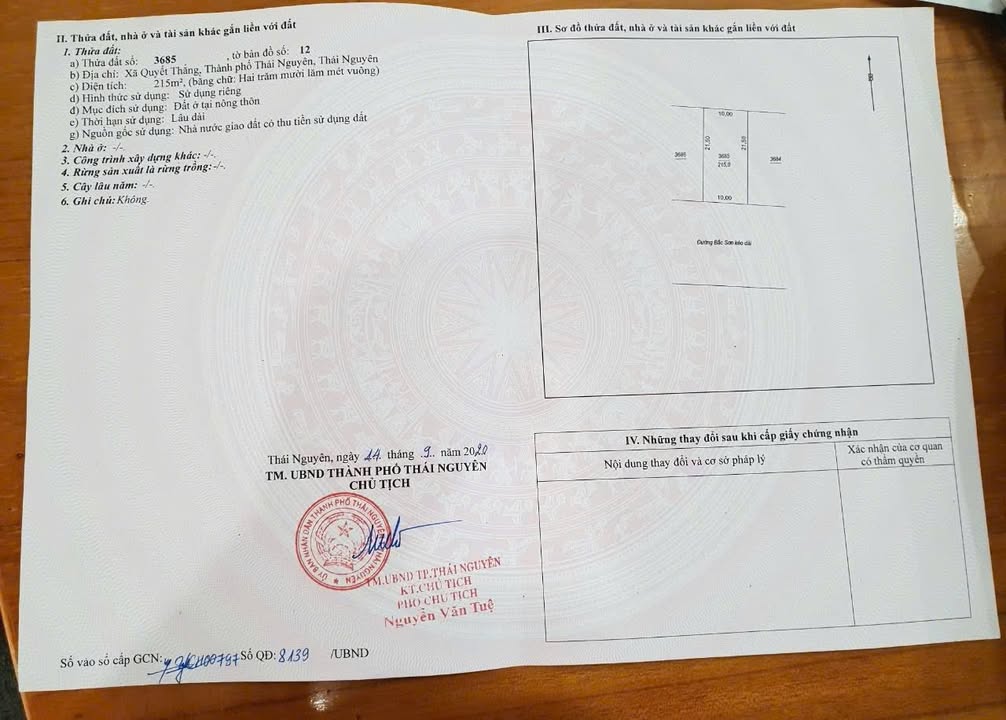 Đất nền Phổ Yên 215m² giá 8.6 tỷ - Sổ đỏ chính chủ!