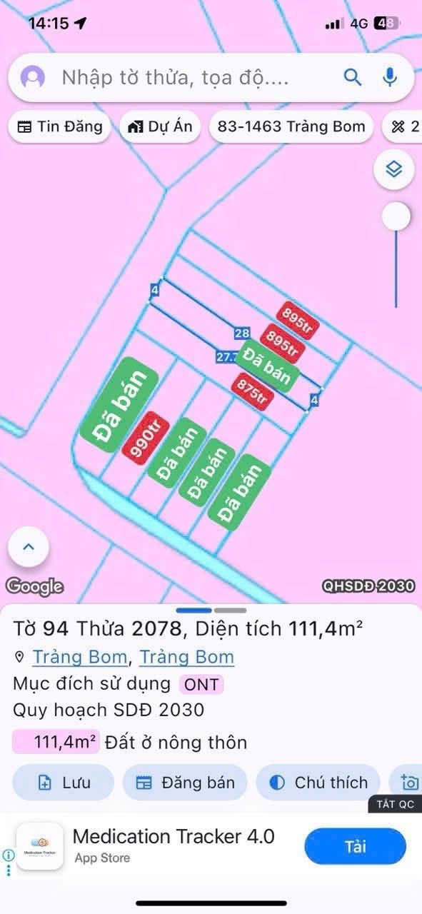 Đất Sổ Riêng Thổ Cư Trảng Bom - Gần KCN Bàu Xéo, Giá Từ 895 Triệu