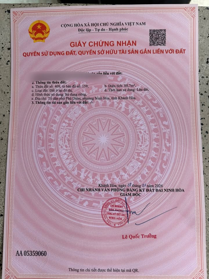 Đất nền Ninh Hòa 89m² - Sổ đỏ đô thị, giá chỉ 2xx triệu