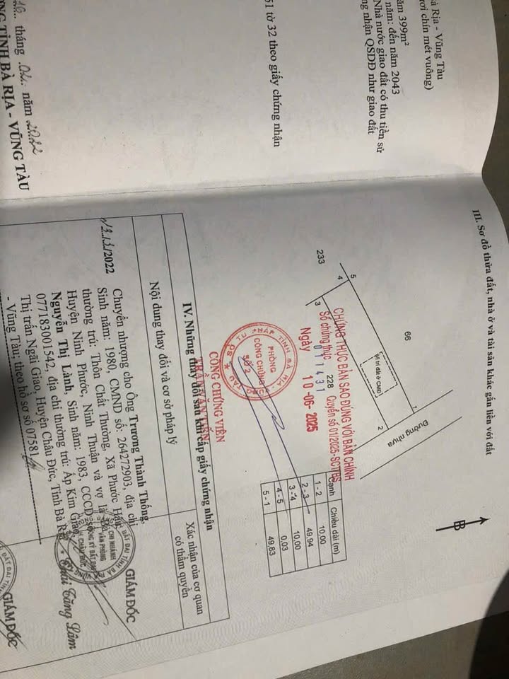 Bán Đất Quảng Thành Châu Đức 500m² - Sổ Hồng Sẵn Sàng