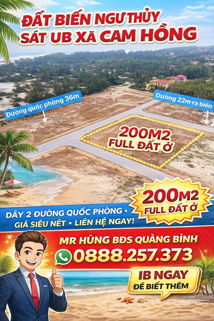 Đất nền Cam Thủy, Lệ Thủy 200m² - Đất thổ cư 100%