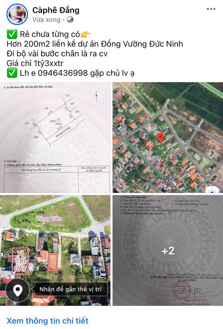 Đất nền Đồng Hới 200m² giá 1.3 tỷ - Tiềm năng tăng giá vượt trội!