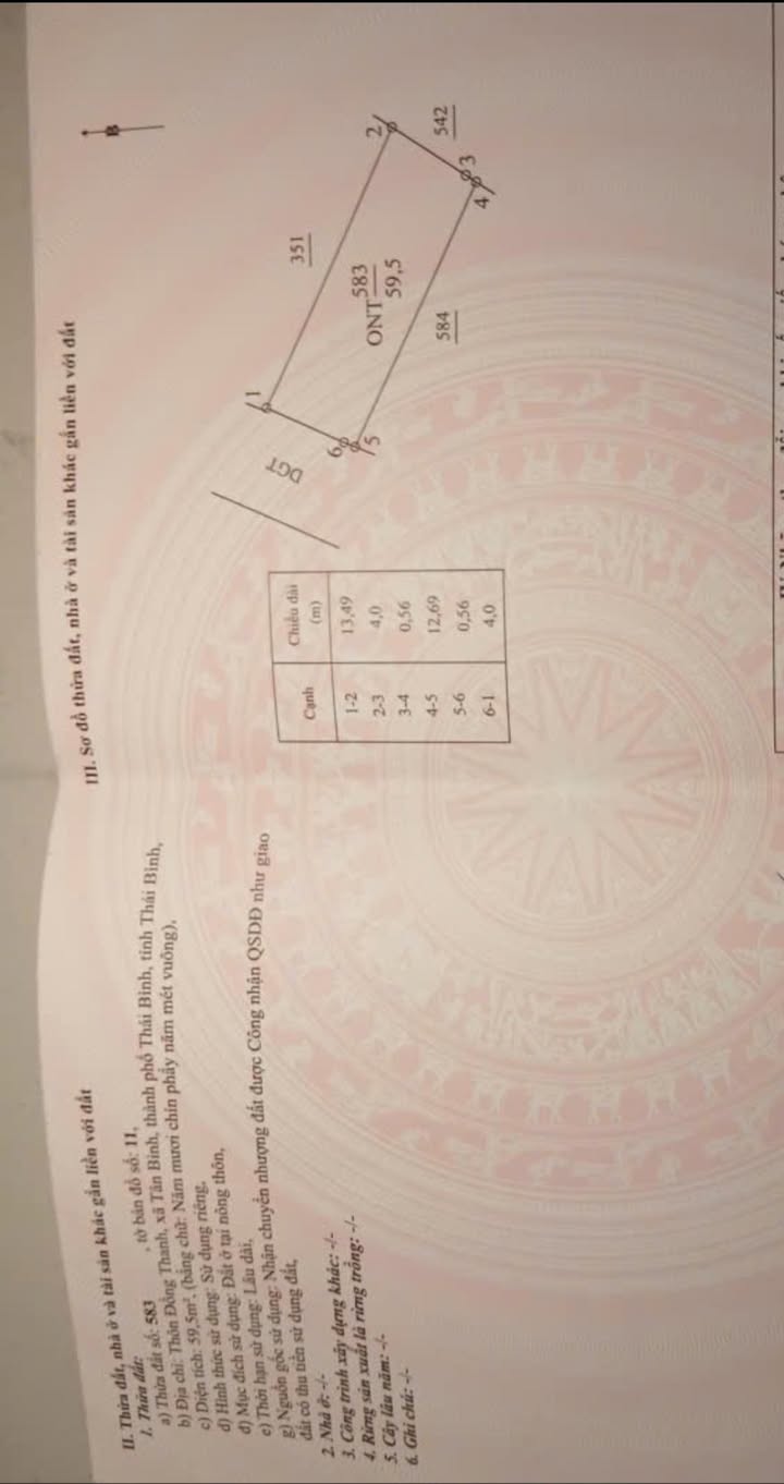 Đất nền 60m² Xã Tân Bình, TP. Thái Bình - Hướng Tây Nam, Sổ đỏ sẵn sàng