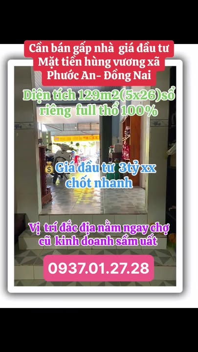 Bán nhà mặt tiền Hùng Vương Nhơn Trạch 129m² - Vị trí đắc địa kinh doanh!