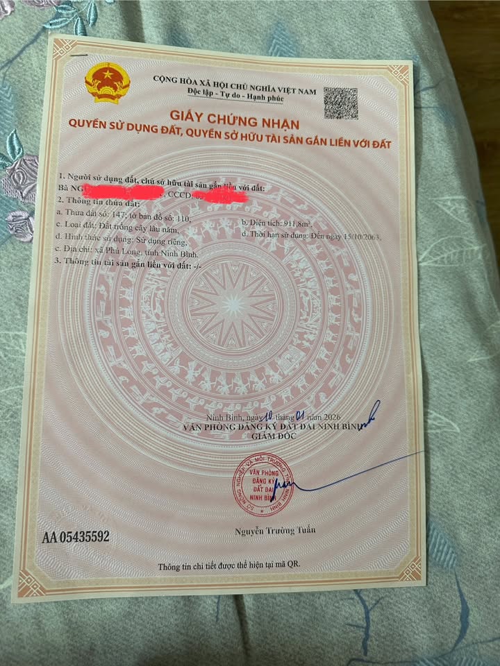 Đất Trồng Cây Lâu Năm Xã Phú Long, Nho Quan - 911m² - Sổ Đỏ Chính Chủ