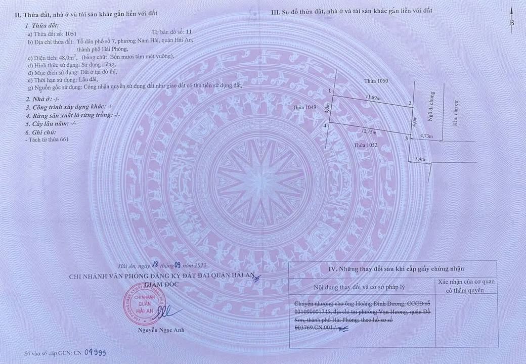 Đất nền 48m² Ngõ 1085 Ngô Gia Tự, Hải An - Giá 2.3 Tỷ