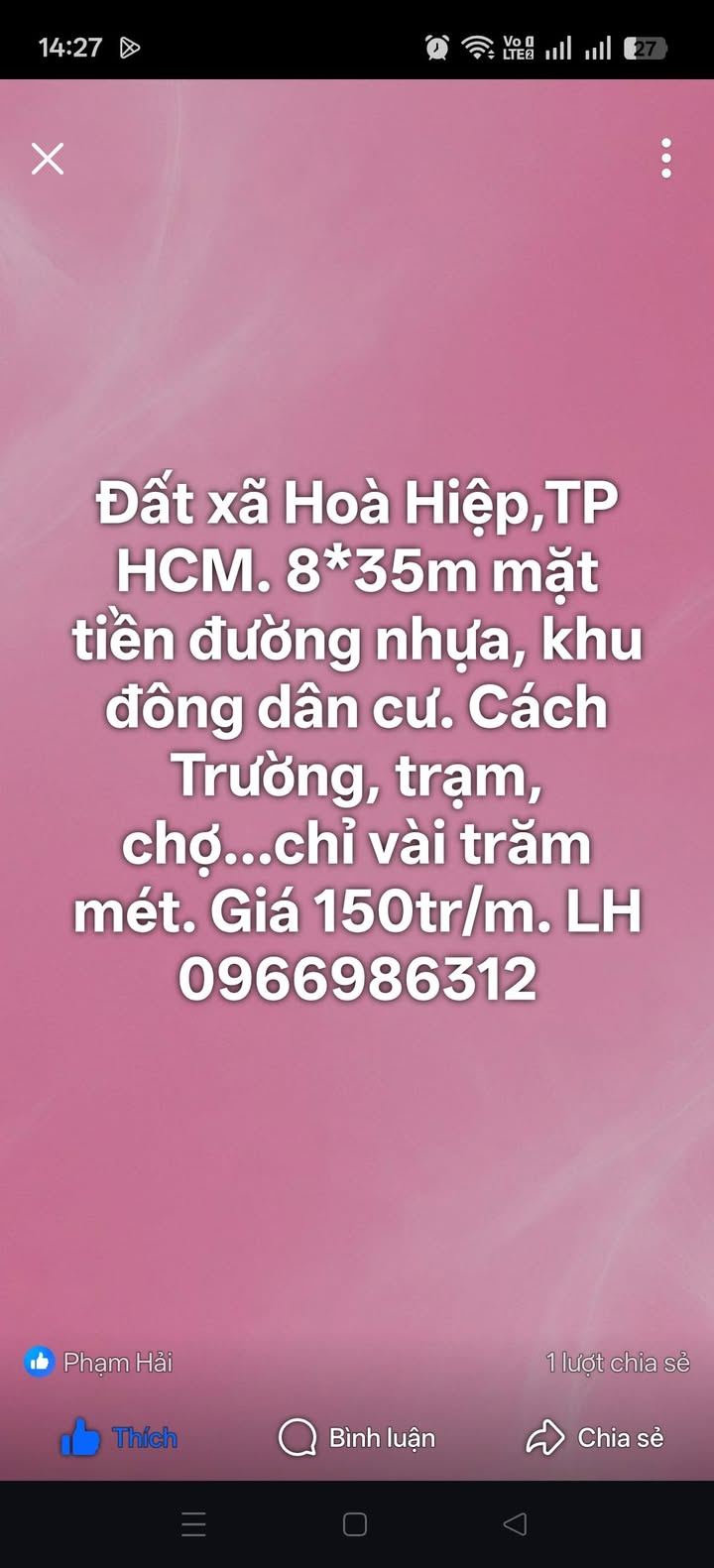 Bán Đất Mặt Tiền Đường Nhựa 280m² Xã Hiệp Phước, Nhà Bè - 1.57 Tỷ