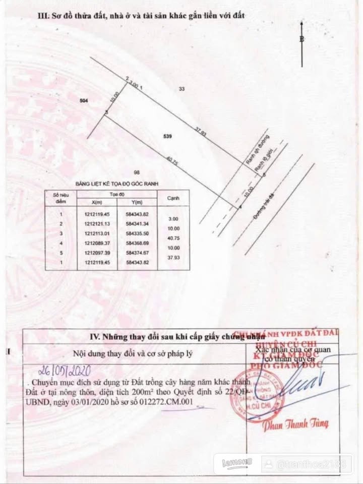 Đất nền Củ Chi 409m² giá 5 tỷ - Sổ hồng chính chủ
