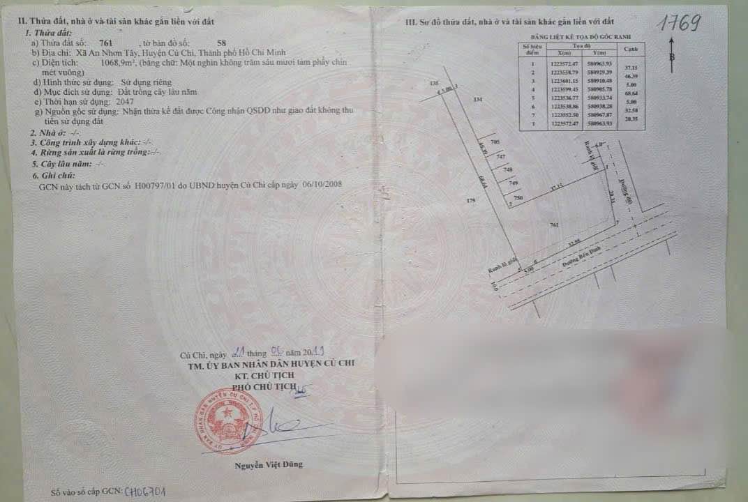 Đất Củ Chi 1068m² Mặt Tiền Bến Đình - Sổ Hồng Riêng, Giá 6 Tỷ