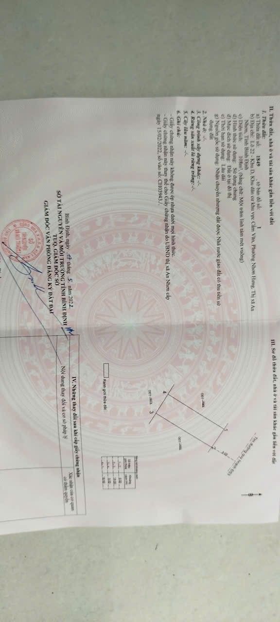 Đất Nền Cẩm Văn, Nhơn Hưng, Bình Định - 108m² - Giá Tốt