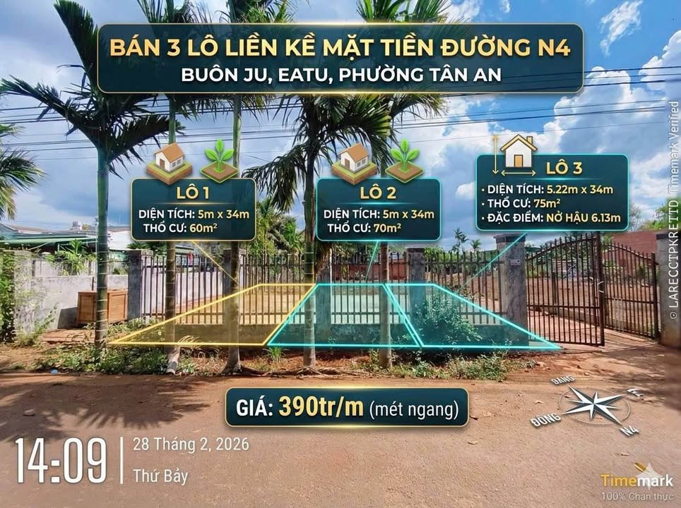 3 Lô Đất Nền Tân An, BMT 517m² - Sổ đỏ chính chủ, xây dựng tự do
