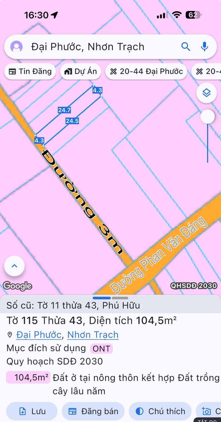 Đất nền Đại Phước Nhơn Trạch 104m² - Sổ đỏ chính chủ!
