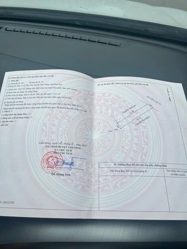 Bán đất nền Tam Nông, Phú Thọ - 165m² mặt tiền 5m - Giá đầu tư chỉ 8xx triệu