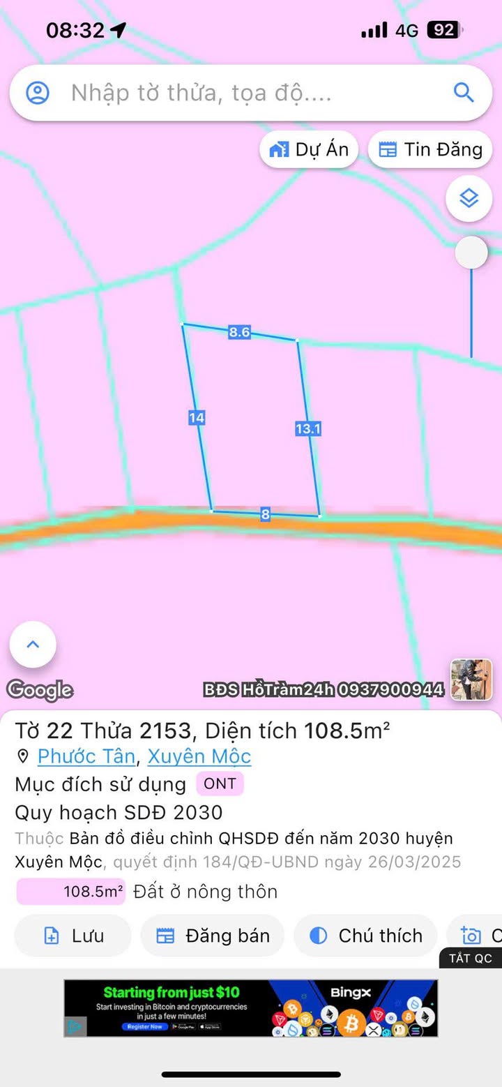 Bán Đất Xã Phước Thuận Xuyên Mộc 112m² Sổ Hồng Sẵn Sàng - Giá 890 Triệu