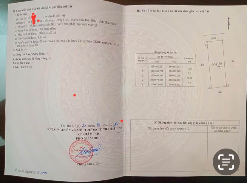 Đất nền Tổ 8 Hoàng Diệu Thái Bình 75m² - Sổ đỏ chính chủ!