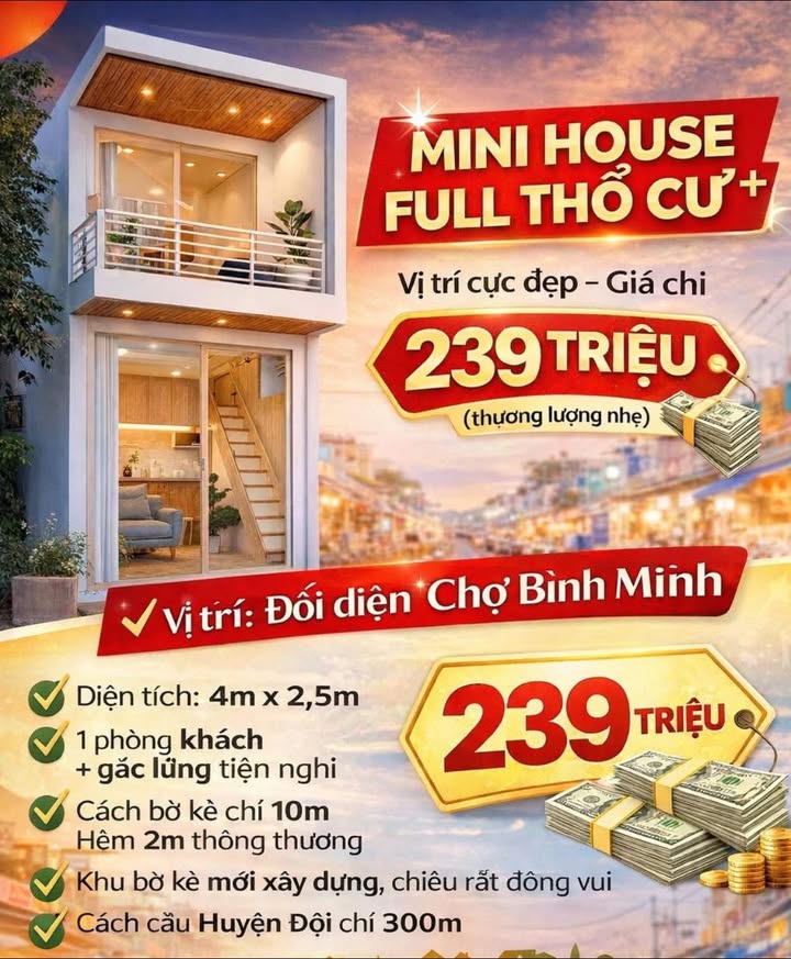 Nhà Nhỏ Xinh 10m² Full Thổ Cư - 239 Triệu Tại Phường Cái Vồn, Vĩnh Long