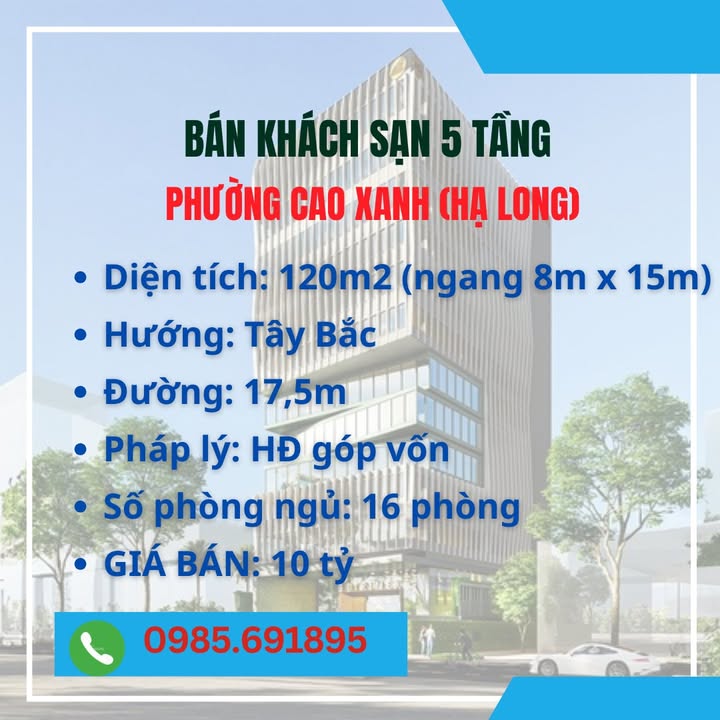 Bán Khách Sạn 5 Tầng Phường Cao Xanh 120m² - Kinh Doanh Đắc Lợi