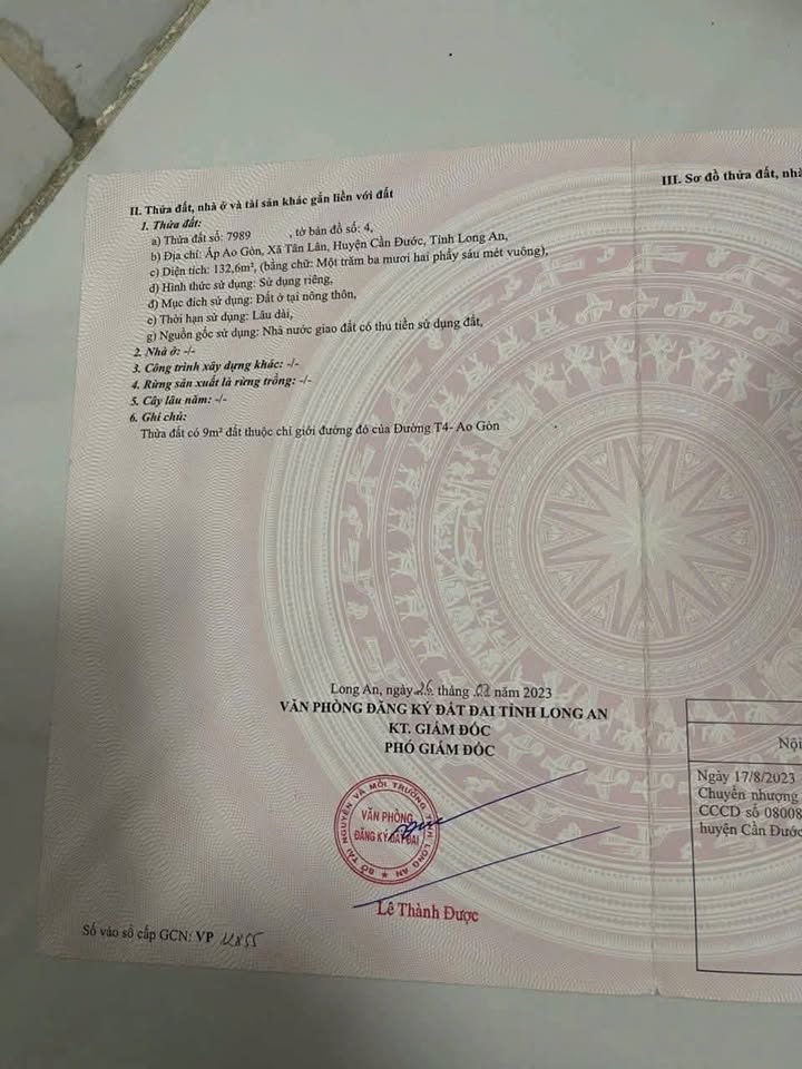 Bán Đất 132m² Tân Lân, Cần Đước - Mặt Tiền Kênh T4, Gần Ao Gòn