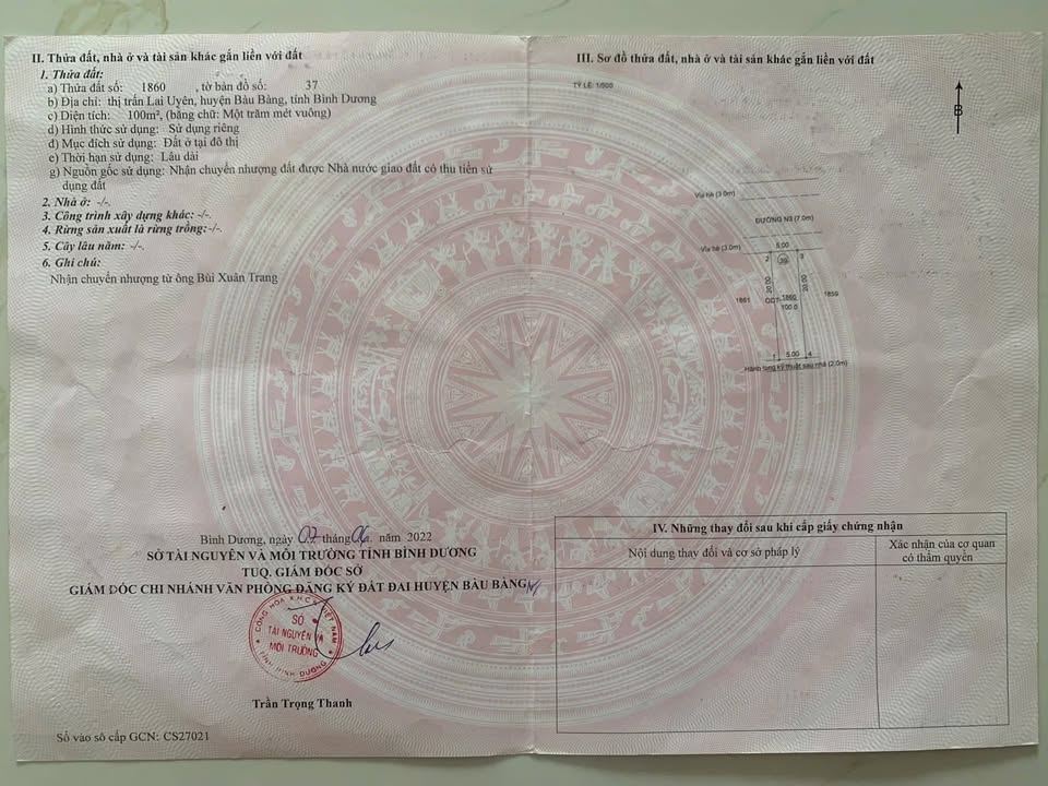 Đất nền Bàu Bàng 100m² giá 900 triệu - Sổ đỏ chính chủ